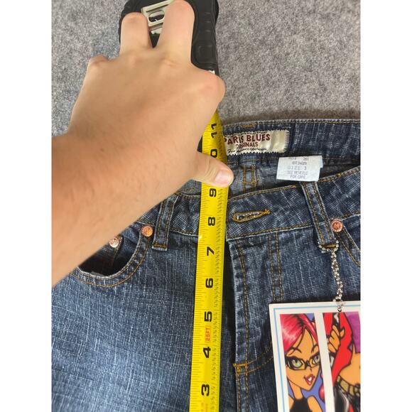 VINTAGE Paris Blues Jeans Womens 3 Blue Denim Low Rise Flared Y2K Deadstock NWT - Picture 7 of 8